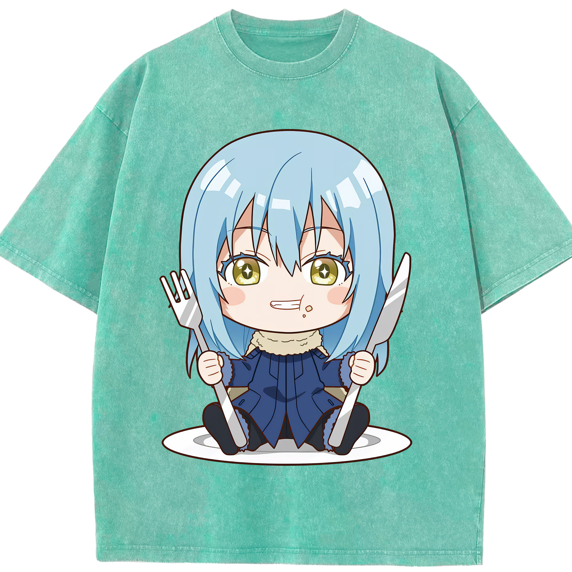 （画像用） 転スラ Regarding Reincarnated to Slime 綿100% ヴィンテージ風 半袖Tシャツ（フロントプリント）